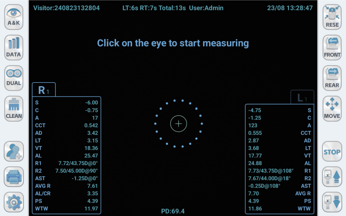 auto refractor biometer combination Myopia Pro 800 operation panel